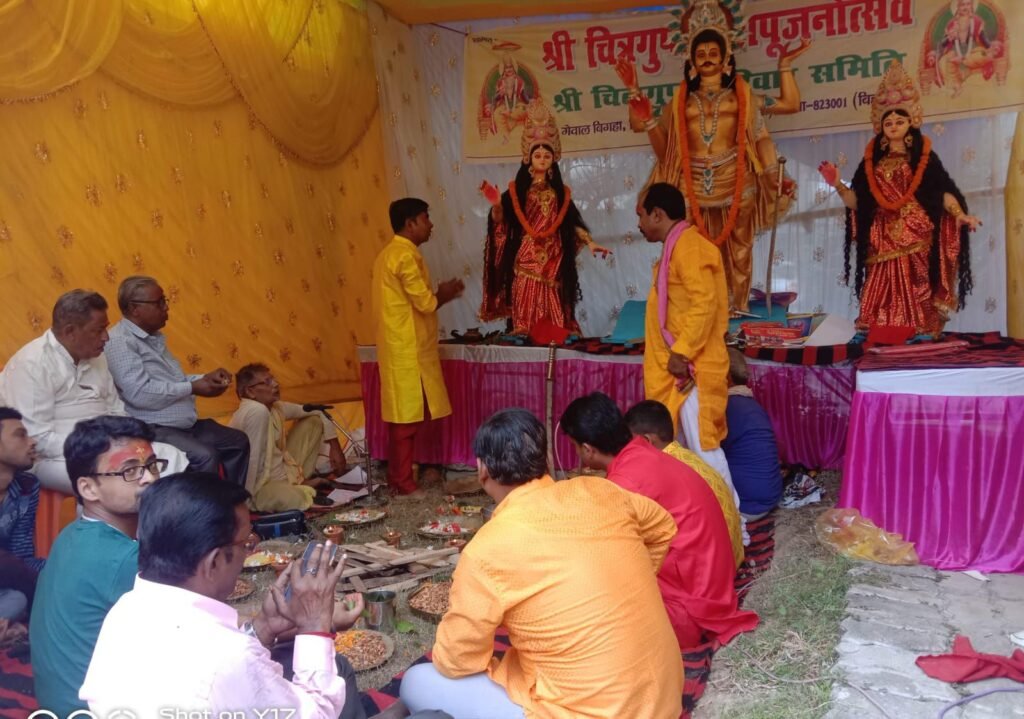 image editor output image 443882375 17612186828565604803379927227110 कायस्थों ने की कलम-दवात की सामूहिक पूजाश्री चित्रगुप्त पार्क में 1992 से बिठायी जा रही प्रतिमा