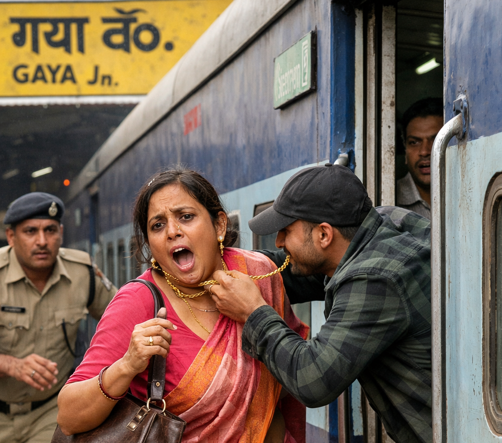 image editor output image1321502143 17752797122126593376940282558207 गया जंक्शन पर राजधानी एक्स. में महिला के साथ हुई चेन स्नेचिंग, टेक्निकल टीम पहुंची कोडरमा